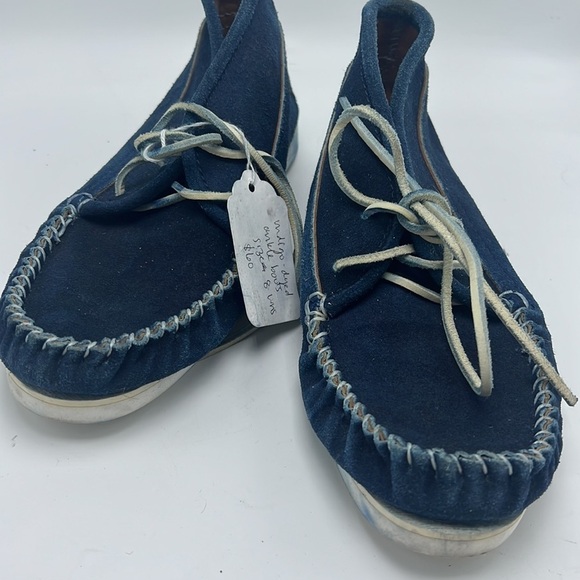 Vintage USA made indigo blue moccasins size 8 new - Picture 2 of 8
